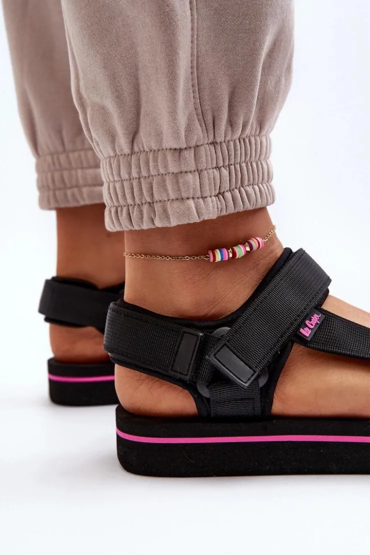 Lee Cooper Sandały Płaskie*Damskie Sandały Na Platformie LCW-24-05-2751L Czarne Czarny