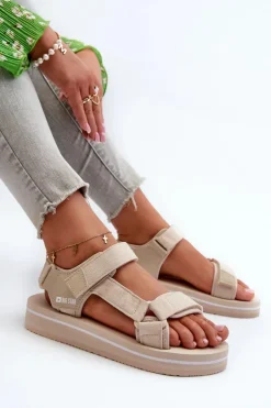 Damskie Big Star Shoes Damskie Sandały Na Platformie Big Star NN274A535 Beżowe