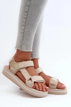 Damskie Big Star Shoes Damskie Sandały Na Platformie Big Star NN274A535 Beżowe