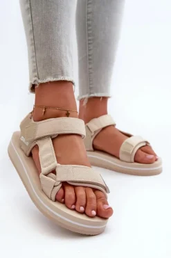 Damskie Big Star Shoes Damskie Sandały Na Platformie Big Star NN274A535 Beżowe