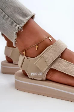 Damskie Big Star Shoes Damskie Sandały Na Platformie Big Star NN274A535 Beżowe