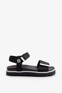 Big Star Shoes Sandały Big Star|Sandały Płaskie*Damskie Sandały Na Platformie Big Star NN274778 Czarne Czarny