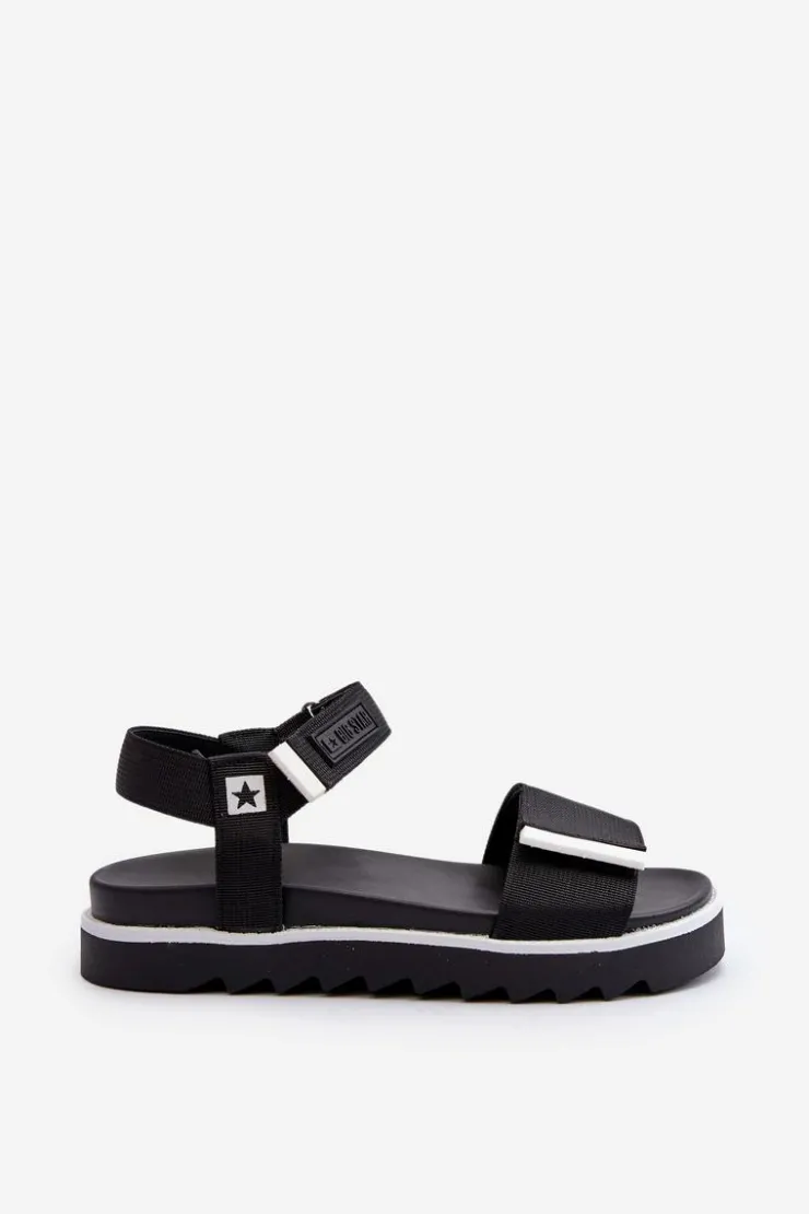 Big Star Shoes Sandały Big Star|Sandały Płaskie*Damskie Sandały Na Platformie Big Star NN274778 Czarne Czarny