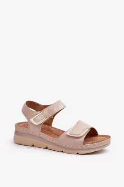 Damskie Evento Damskie Sandały Na Rzep Beżowe Risanni