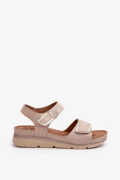 Damskie Evento Damskie Sandały Na Rzep Beżowe Risanni