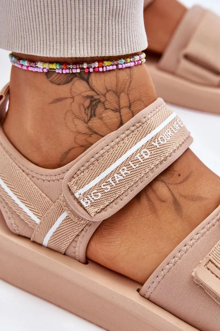 Best Big Star Shoes Damskie Sandały Na Rzepy Big Star LL274787 Beżowe