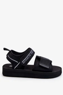 Big Star Shoes Sandały Big Star|Sandały Płaskie*Damskie Sandały Na Rzepy Big Star LL274784 Czarne Czarny