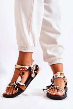 Outlet Boto Damskie Sandały Na Rzepy Czarne Caprisa