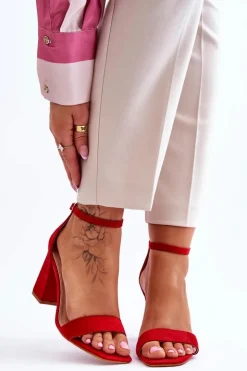 Damskie Boto Damskie Sandały Na Stabilnym Słupku Czerwone Lavissa