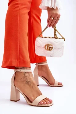 Boto Damskie Sandały Na Stabilnym Słupku Beżowe Lavissa