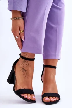 Boto Sandały Na Obcasie*Damskie Sandały Na Stabilnym Słupku Czarne Lavissa