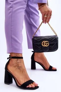 Boto Sandały Na Obcasie*Damskie Sandały Na Stabilnym Słupku Czarne Lavissa