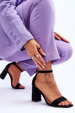 Boto Sandały Na Obcasie*Damskie Sandały Na Stabilnym Słupku Czarne Lavissa