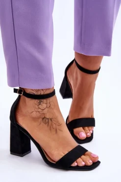 Boto Sandały Na Obcasie*Damskie Sandały Na Stabilnym Słupku Czarne Lavissa