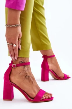 New Boto Damskie Sandały Na Stabilnym Słupku Fuksja Lavissa