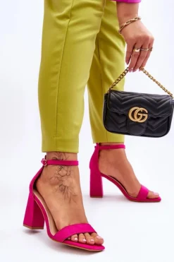 New Boto Damskie Sandały Na Stabilnym Słupku Fuksja Lavissa