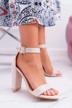 Boto Sandały Na Obcasie*Damskie Sandały Na Słupku Beżowe Serenity