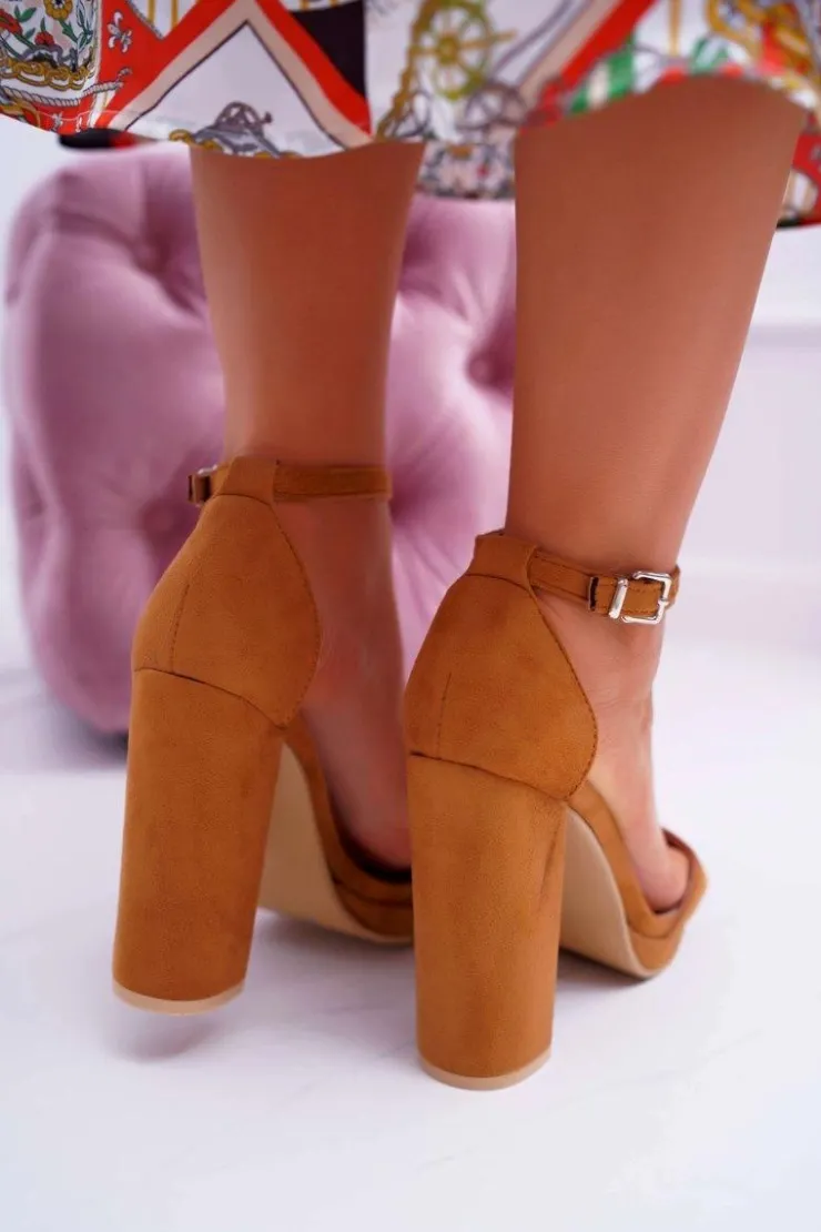 Damskie Boto Damskie Sandały Na Słupku Platforma Camel Debora