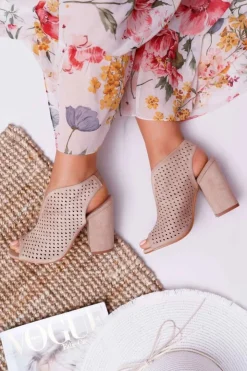 Boto Sandały Na Obcasie*Damskie Sandały Na Słupku Peep Toe Beżowe Nevienna