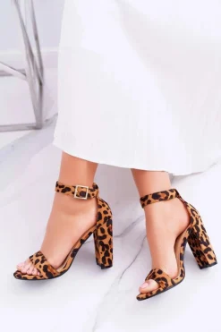 Boto Sandały Na Obcasie*Damskie Sandały Na Słupku W Panterkę Serenity