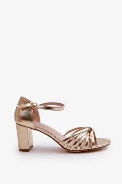 Evento Sandały Na Słupku|Sandały Na Obcasie*Damskie Sandały Na Słupku Złote Pyrrette