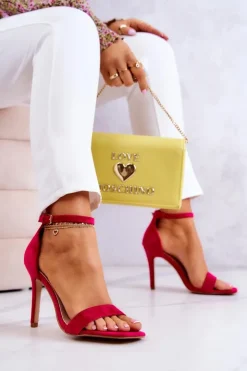 Buty damskie Vinceza Sandały Na Obcasie*Damskie Sandały Na Szpilce Zamszowe Fuksja Massimo