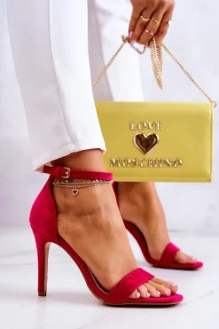 Buty damskie Vinceza Sandały Na Obcasie*Damskie Sandały Na Szpilce Zamszowe Fuksja Massimo