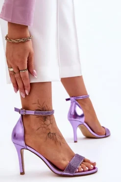 Discount Boto Damskie Sandały Na Szpilce Z Dżetami Fioletowe Perfecto Fioletowy