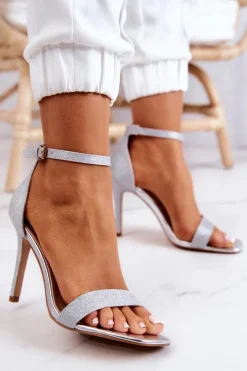 Damskie Buty damskie Vinceza Damskie Sandały Na Szpilce Brokatowe Srebrne Massimo