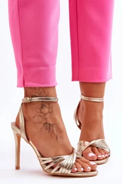 Boto Sandały Na Obcasie*Damskie Sandały Na Szpilce Złote My Darling