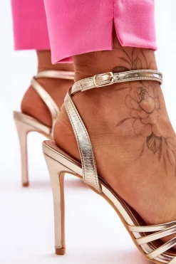 Boto Sandały Na Obcasie*Damskie Sandały Na Szpilce Złote My Darling