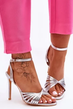 Damskie Boto Damskie Sandały Na Szpilce Srebrne My Darling