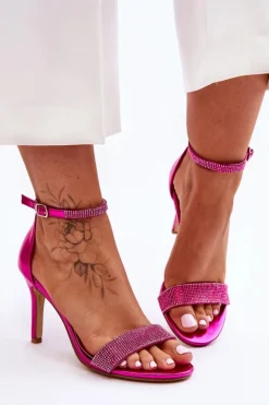 Best Boto Damskie Sandały Na Szpilce Z Dżetami Fuksja Perfecto Różowy
