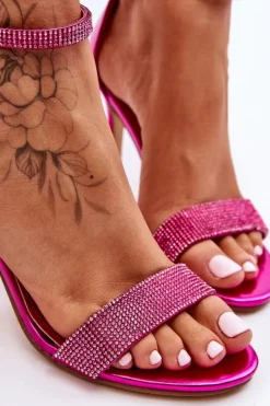 Best Boto Damskie Sandały Na Szpilce Z Dżetami Fuksja Perfecto Różowy