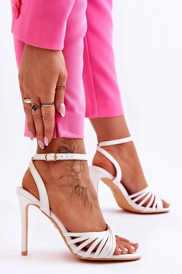 Outlet Boto Damskie Sandały Na Szpilce Białe My Darling