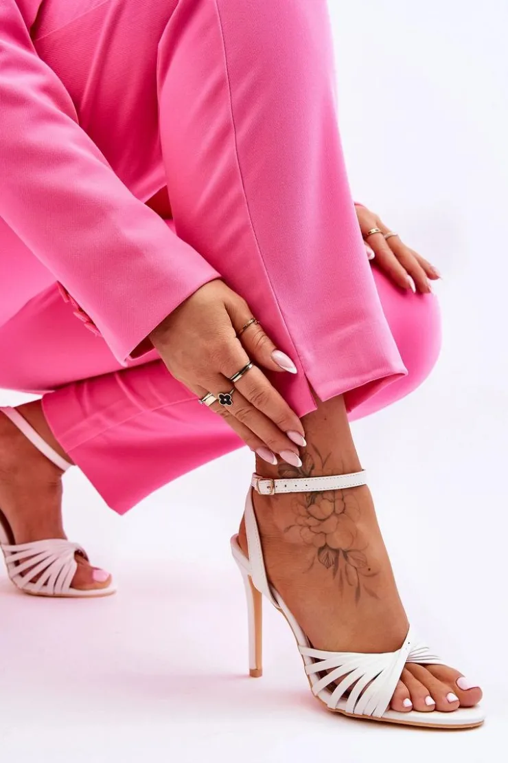 Outlet Boto Damskie Sandały Na Szpilce Białe My Darling