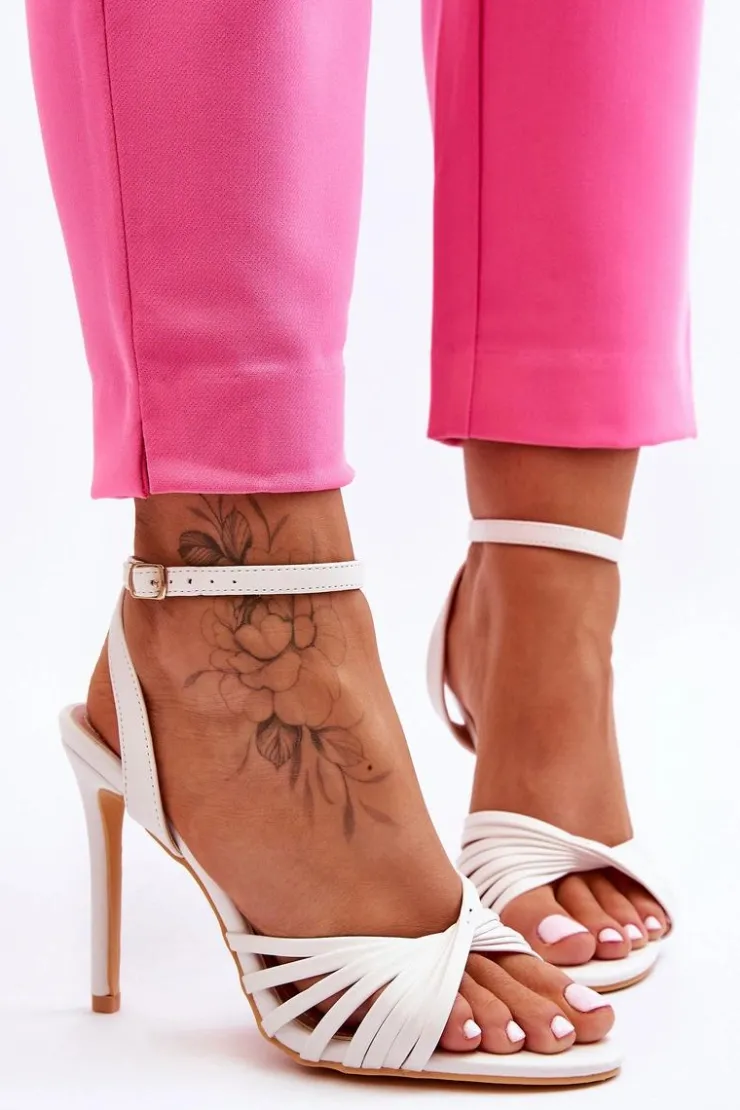 Outlet Boto Damskie Sandały Na Szpilce Białe My Darling