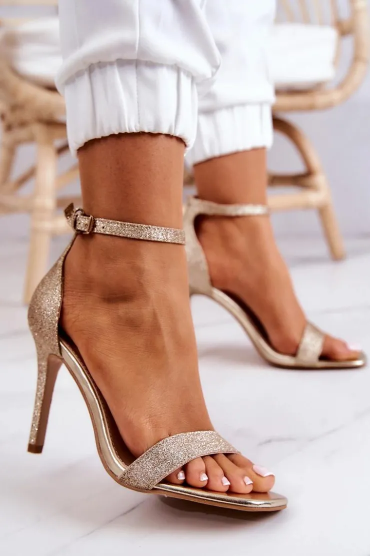 Damskie Buty damskie Vinceza Damskie Sandały Na Szpilce Brokatowe Złote Massimo