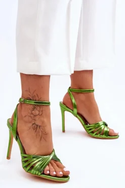 New Boto Damskie Sandały Na Szpilce Zielone My Darling Zielony