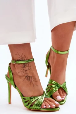 New Boto Damskie Sandały Na Szpilce Zielone My Darling Zielony