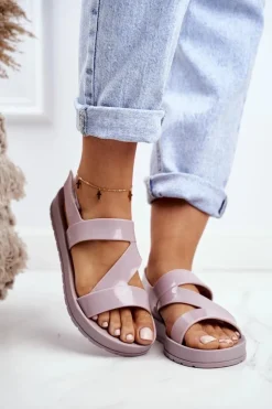 ZAXY Sandały Gumowe|Sandały Płaskie*Damskie Sandały Pachnące Gumowe Beżowe DD285066