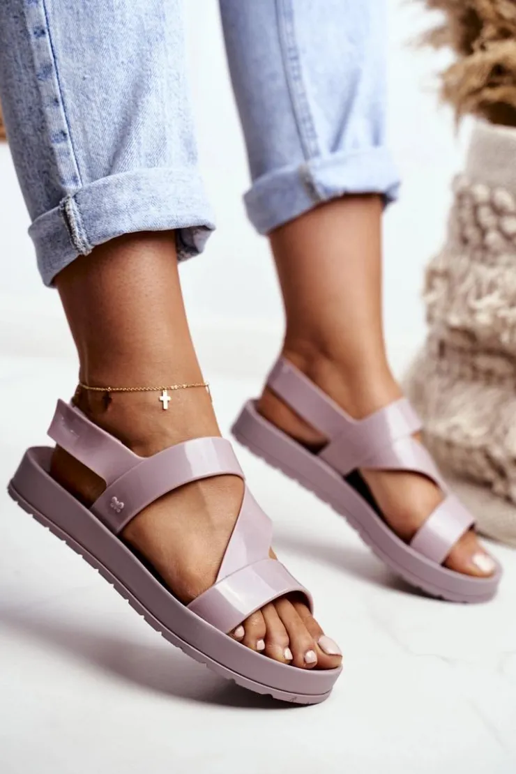 ZAXY Sandały Gumowe|Sandały Płaskie*Damskie Sandały Pachnące Gumowe Beżowe DD285066