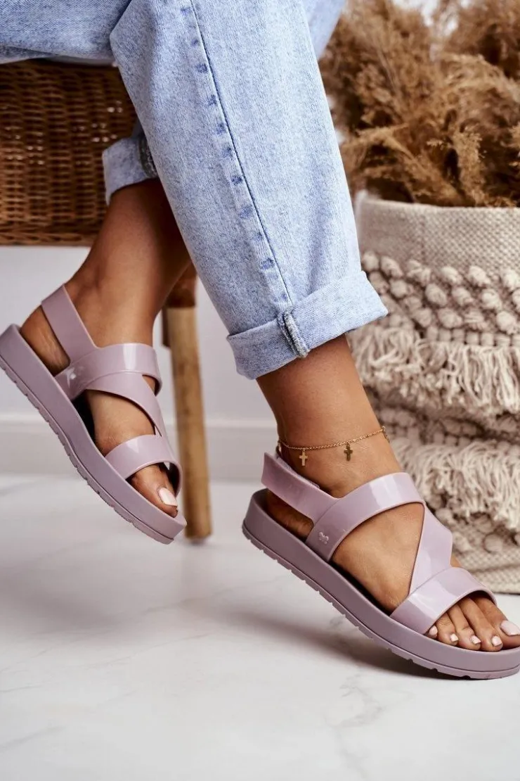 ZAXY Sandały Gumowe|Sandały Płaskie*Damskie Sandały Pachnące Gumowe Beżowe DD285066