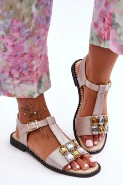 Damskie Damskie buty S.Barski Damskie Sandały S.Barski Z Kamieniami KV-2775-30 Beżowe