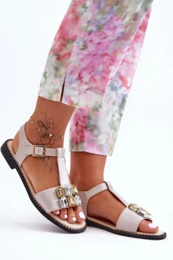 Damskie Damskie buty S.Barski Damskie Sandały S.Barski Z Kamieniami KV-2775-30 Beżowe