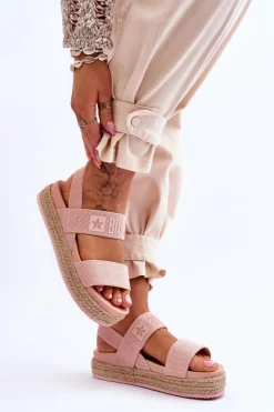 Big Star Shoes Sandały Big Star|Sandały Płaskie*Damskie Sandały Wsuwane Big Star LL274859 Różowe