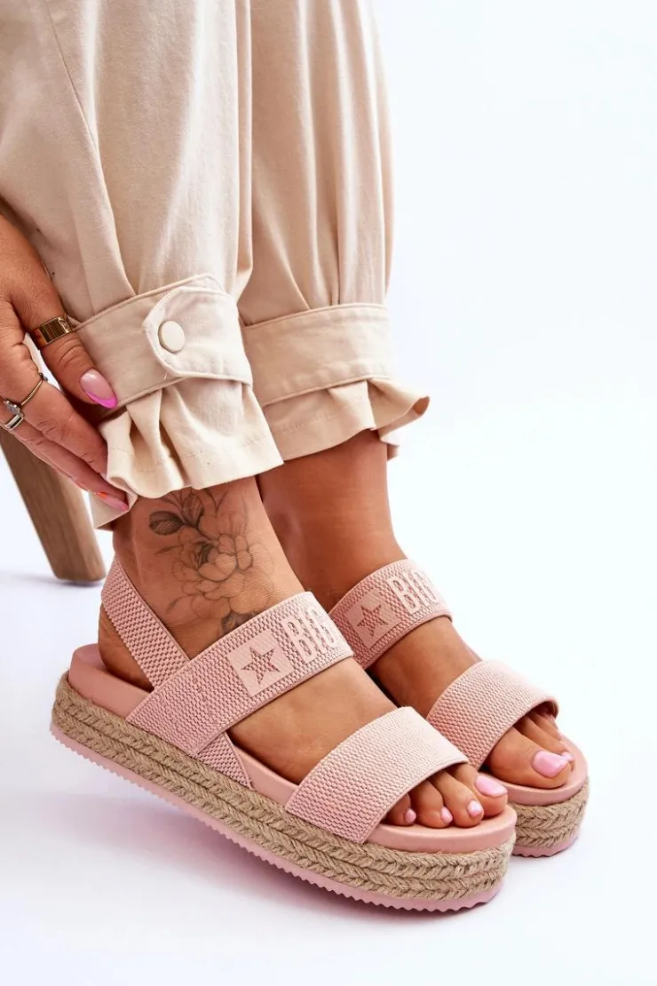 Big Star Shoes Sandały Big Star|Sandały Płaskie*Damskie Sandały Wsuwane Big Star LL274859 Różowe