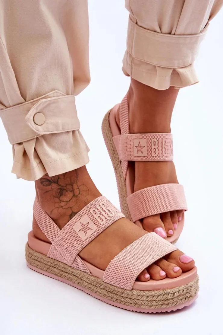 Big Star Shoes Sandały Big Star|Sandały Płaskie*Damskie Sandały Wsuwane Big Star LL274859 Różowe