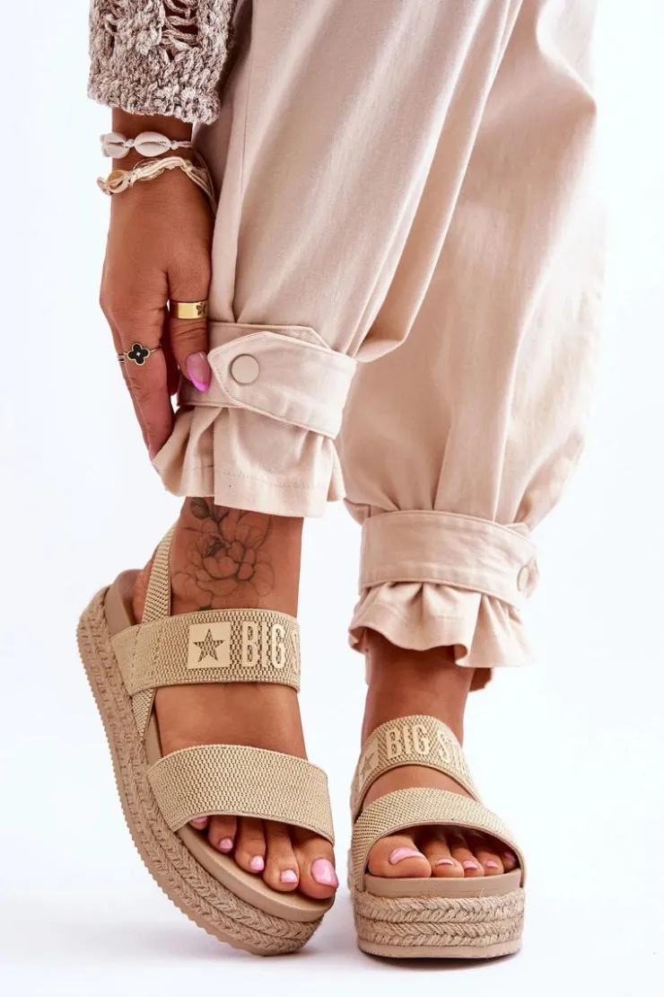 New Big Star Shoes Damskie Sandały Wsuwane Big Star LL274858 Beżowe