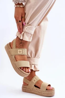 New Big Star Shoes Damskie Sandały Wsuwane Big Star LL274858 Beżowe